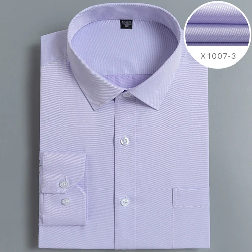 Мужская стандартная однотонная Базовая рубашка с длинным рукавом, классический дизайн, формальные деловые рубашки для работы - Цвет: X1007-3