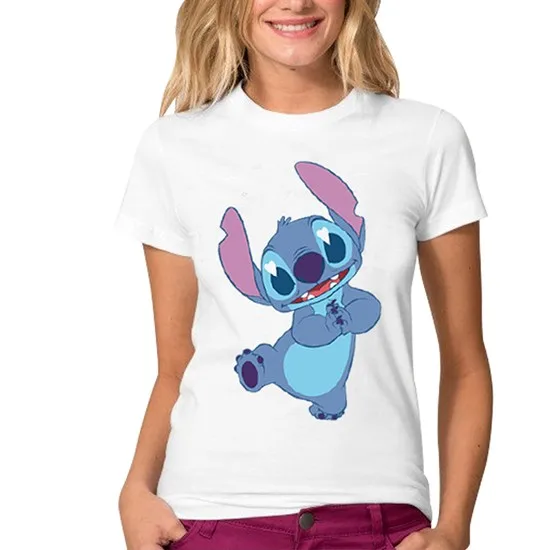 Женская футболка LILO STITCH, летние белые милые футболки harajuku, милая Повседневная футболка с рисунком, милые обтягивающие повседневные топы для девочек - Цвет: W525101938