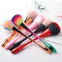 Кисти для макияжа кисти для макияжа 1 шт 6 Цвета Алюминий ручка Чистый Nail мягкой щеткой Пыль Чистого щетка для очистки акриловые УФ гель-пудра удаления маникюрные инструменты TSLM1