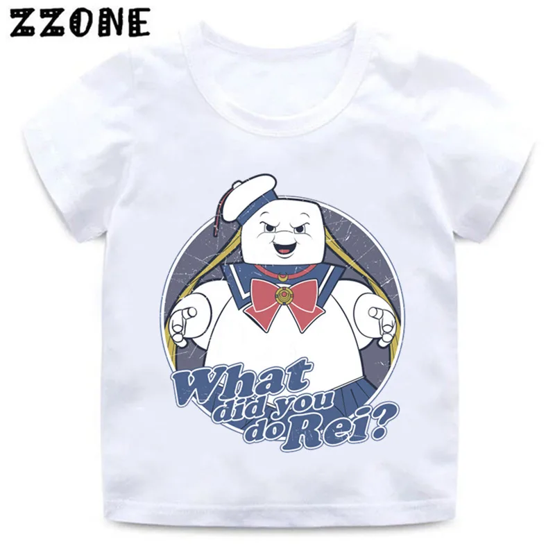 Kids Stay Puft/забавная одежда футболка для мальчиков и девочек с принтом «Старая школа», с логотипом привидения Летняя Повседневная футболка для малышей-5224