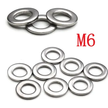

50PCS/Set M6 Stainless Steel Durable Flat Spring Washers Lock Gaskets Fasteners Kit for Truck Vehicle Car Accessories