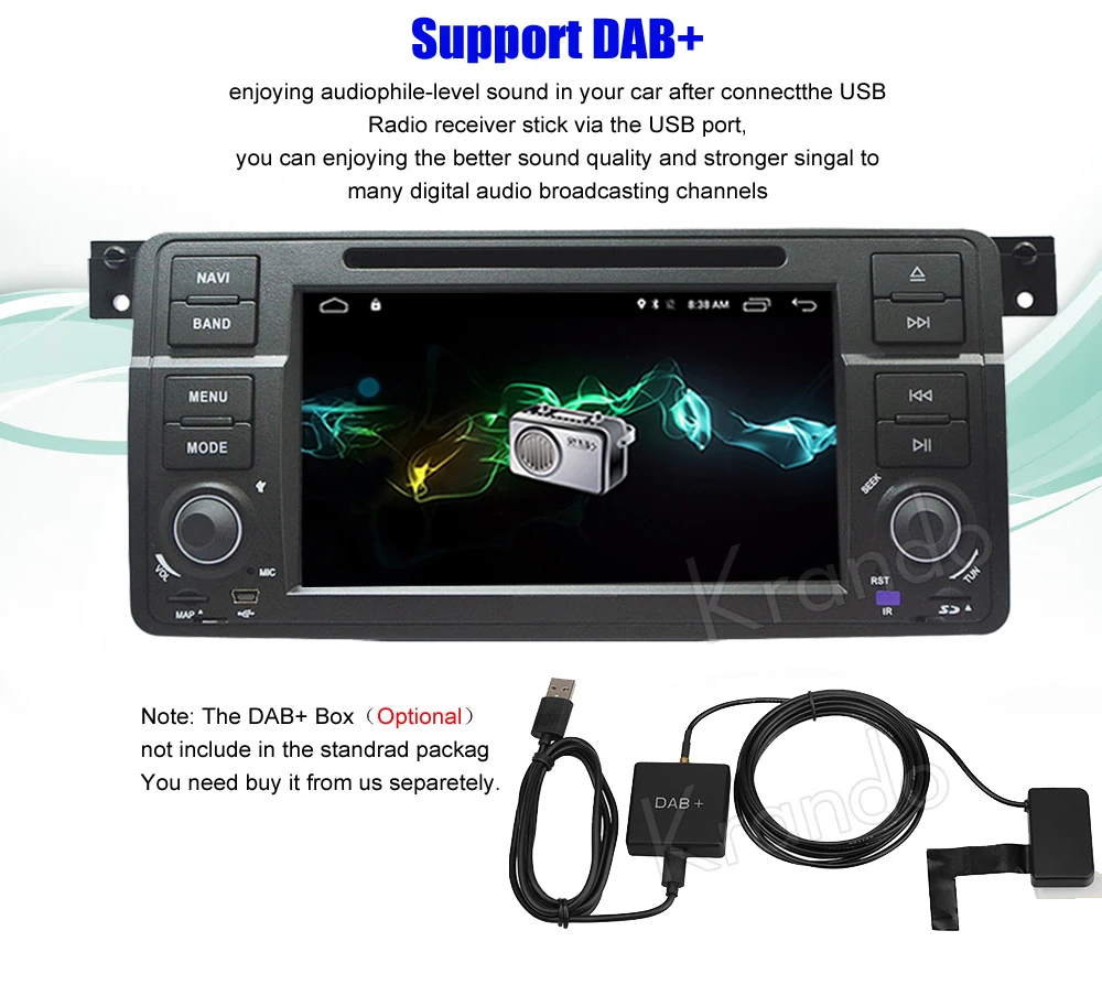 Perfect Krando Android 8.1 car radio gps dvd player android navigation multimedia for bmw e46 m3 rover 75 ZT MG 1998-2005 WIFI 3G DAB+ 12