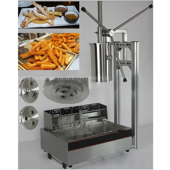 Cheap CH-8 5L Manual Churro Machine + Working Stand + 12L Deep Fryer + 700ml Churro Filler Stainless Steel Material,Electric Heating