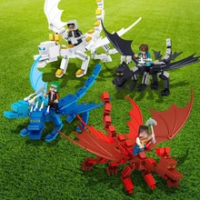 Minecraft 4 In 1 Building Blocks Minecraft Figures Dragons Toys Steve Zombie Alex Witch Zombie Skeleton Compatible Blocks #E