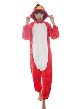 

RED bird onesie Winter Coral Fleece Cosplay Anime Costume Pajamas Kawaii ADULT Clothes Foot Pyjamas animal Red bird Jumpsuit