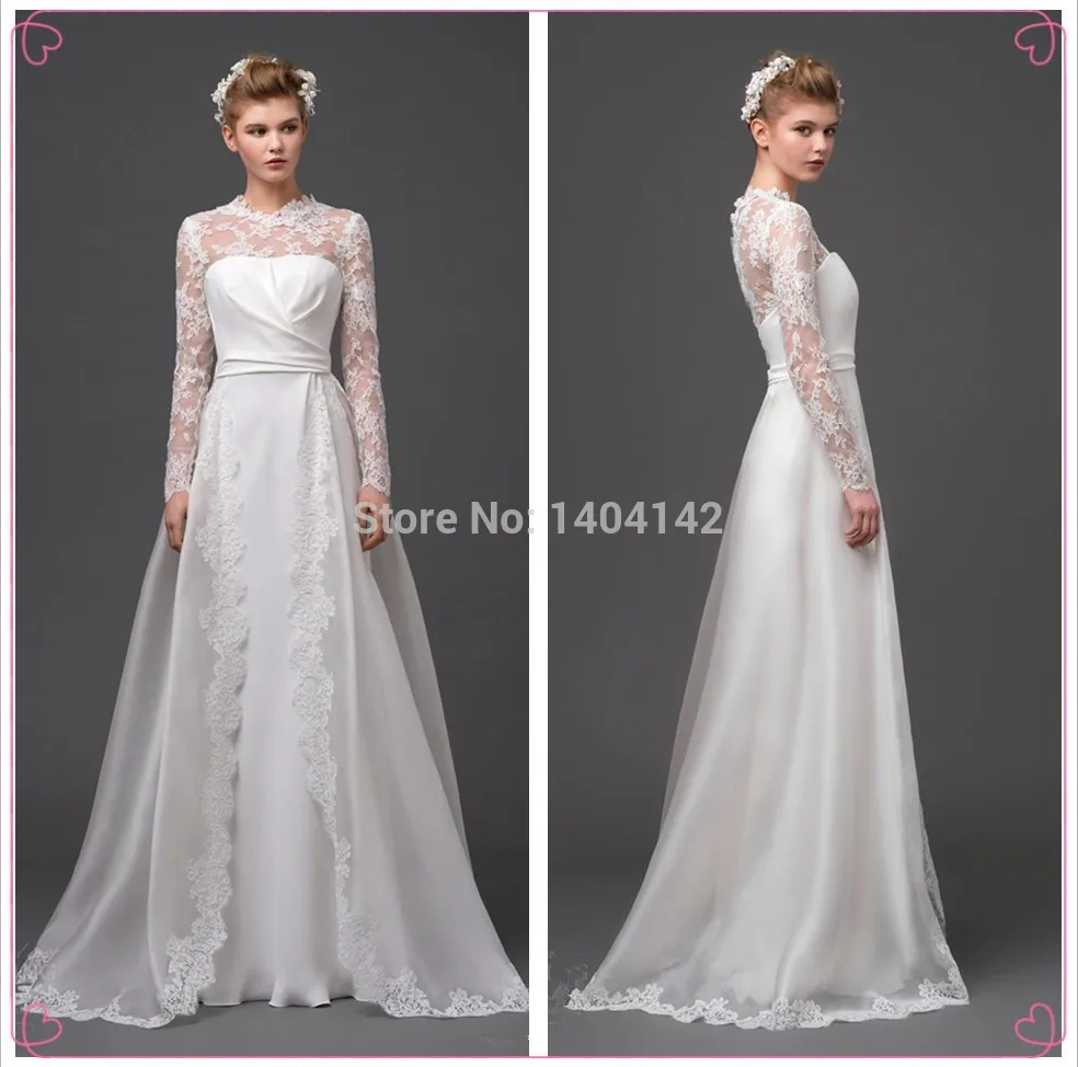 2015-New-Arrival-Romantic-Long-Satin-Lace-Bridal-Gown-Long-Lace-Sleeve-White-and-Ivory-Wedding