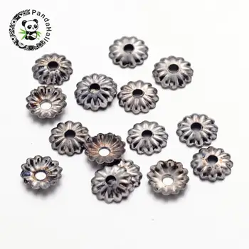 

Black Iron Flower Bead Caps, Gunmetal, 5x1.5mm, Hole: 1mm; about 330pcs/10g