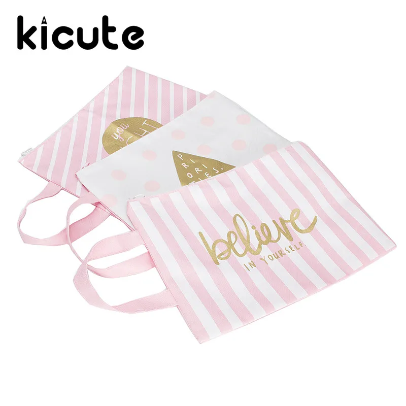 

Kicute Romantic Design A4 Canvas File Folder Bag Organizer Bag Cartella Documentos Organizer Office School Supplies