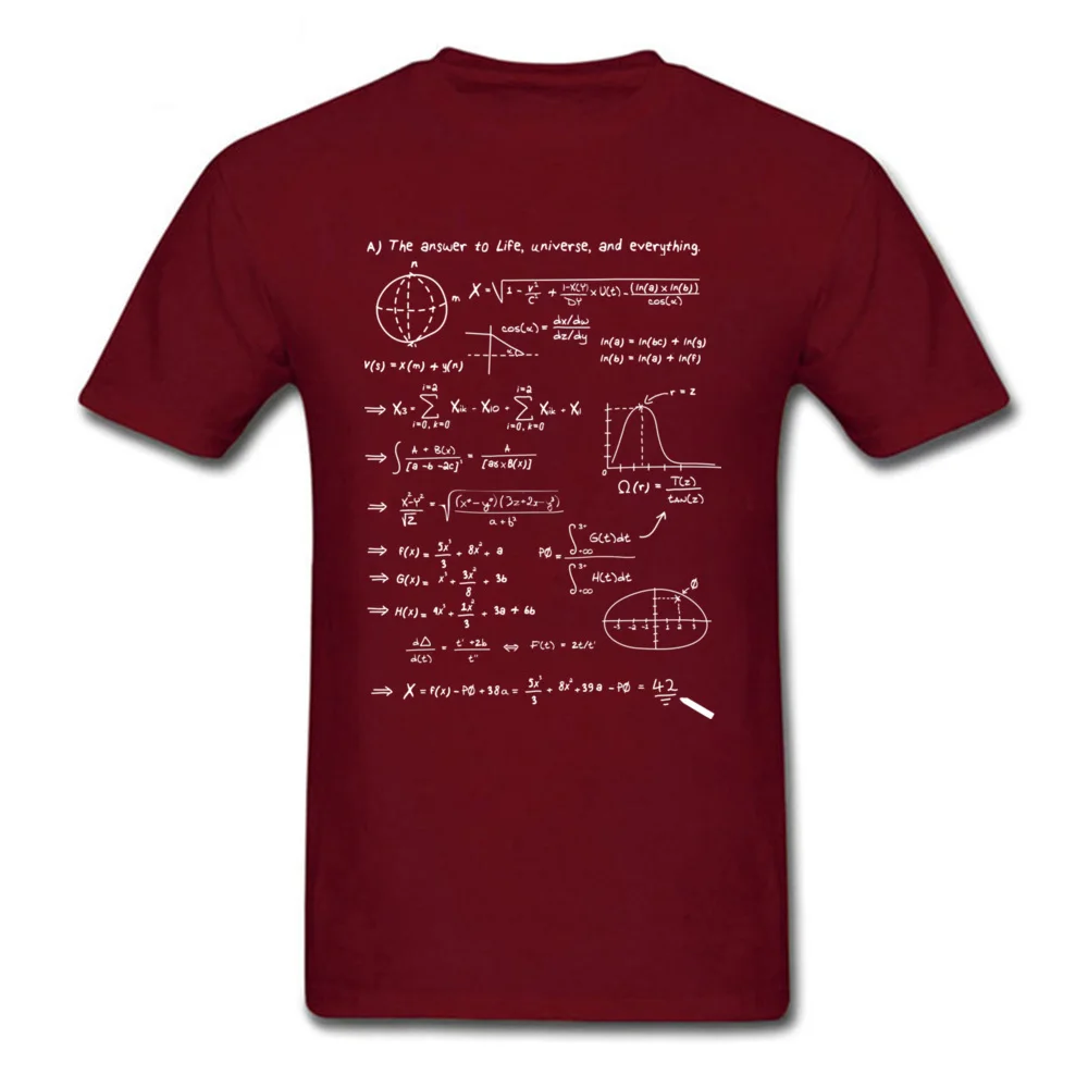 Geek The answer Summer Short Sleeve Father Day Tops Shirts Cute Crewneck Pure Cotton Tee-Shirts Men T-Shirt Wholesale The answer maroon