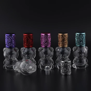 

MUB - 8ml Mini Lovely Bear Shaped Metal Roller Ball Glass Bottle Portable Travel Perfume Refillable Essential Oil Bottles