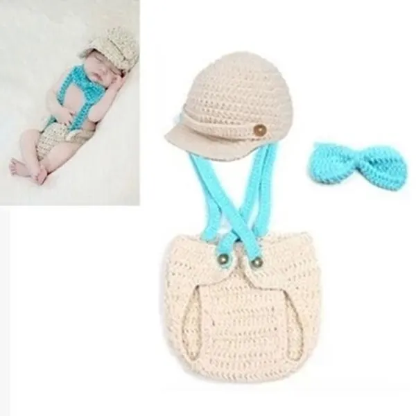 Nueva ropa de de punto para niños y bebés recién nacidos, de fotografía, ropa de piloto para bebés, juego de accesorios para fotos FJ88|crochet outfit|newborn photography hatnewborn photography -