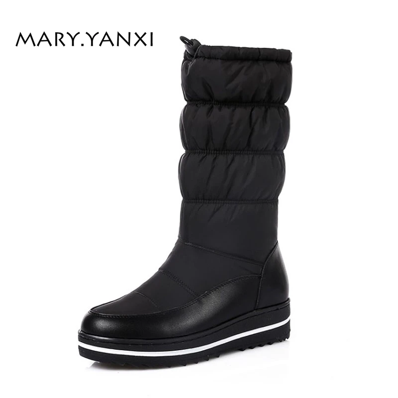 

Winter Women Plus Size Shoes Mid-Calf Half Down Snow Boots Round Toe Wedges Heels Solid Plush Worm Platform Fashion Elastic band