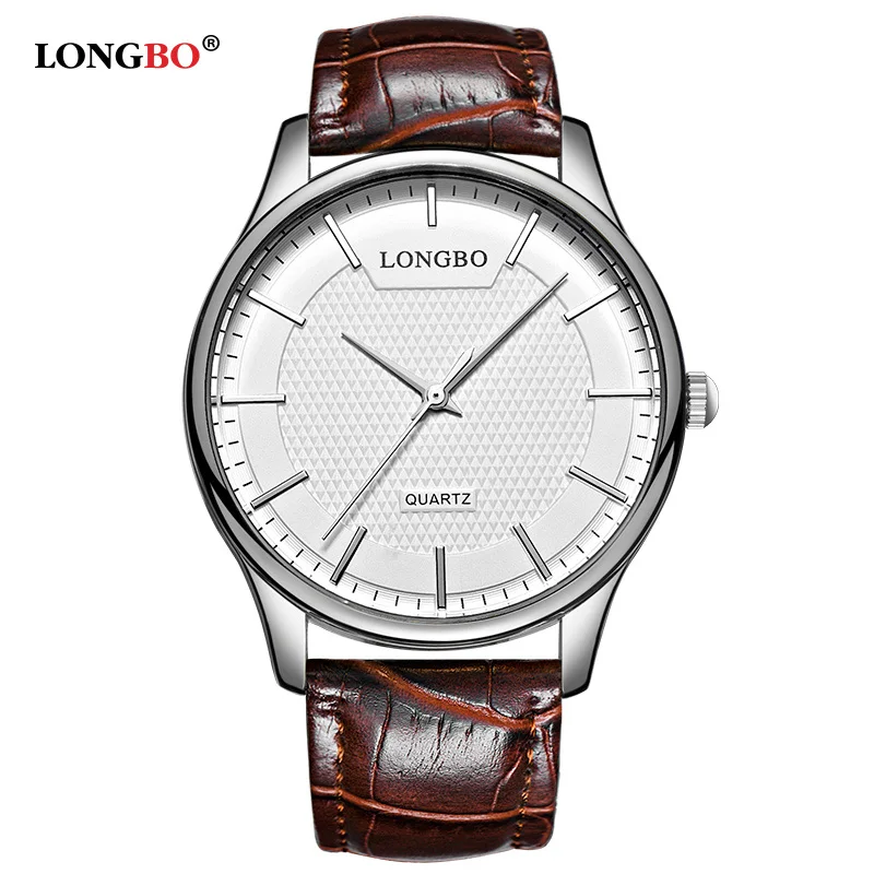 LONGBO Reloj Mujer Hombre модные парные часы роскошные кожаные мужские женские часы повседневные водонепроницаемые часы для влюбленных Кварцевые наручные часы 80301 - Цвет: White Brown Men