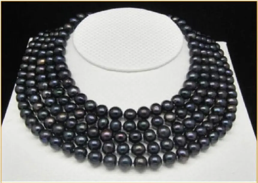 

xiuli 003527 NATURAL 9-10mm Genuine TAHITIAN BLACK PEARL NECKLACE 14KGP LONG 100