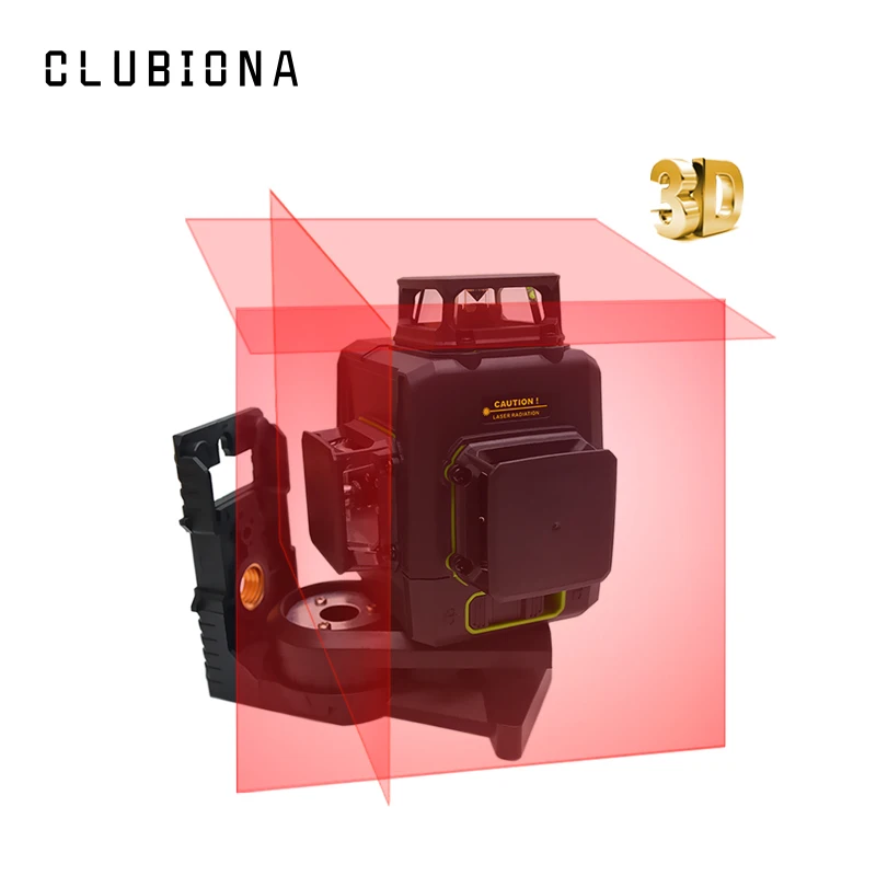 Clubiona 3D 12RC 12 líneas de nivel láser con batería de 5200 mah y Horizontal y Vertical de las líneas de trabajo por separado láser rojo haz las líneas - 3