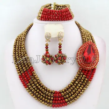 

African Party Crystal Beads Jewelry Sets African Bridal Wedding Beads Jewelry Sets HD0824