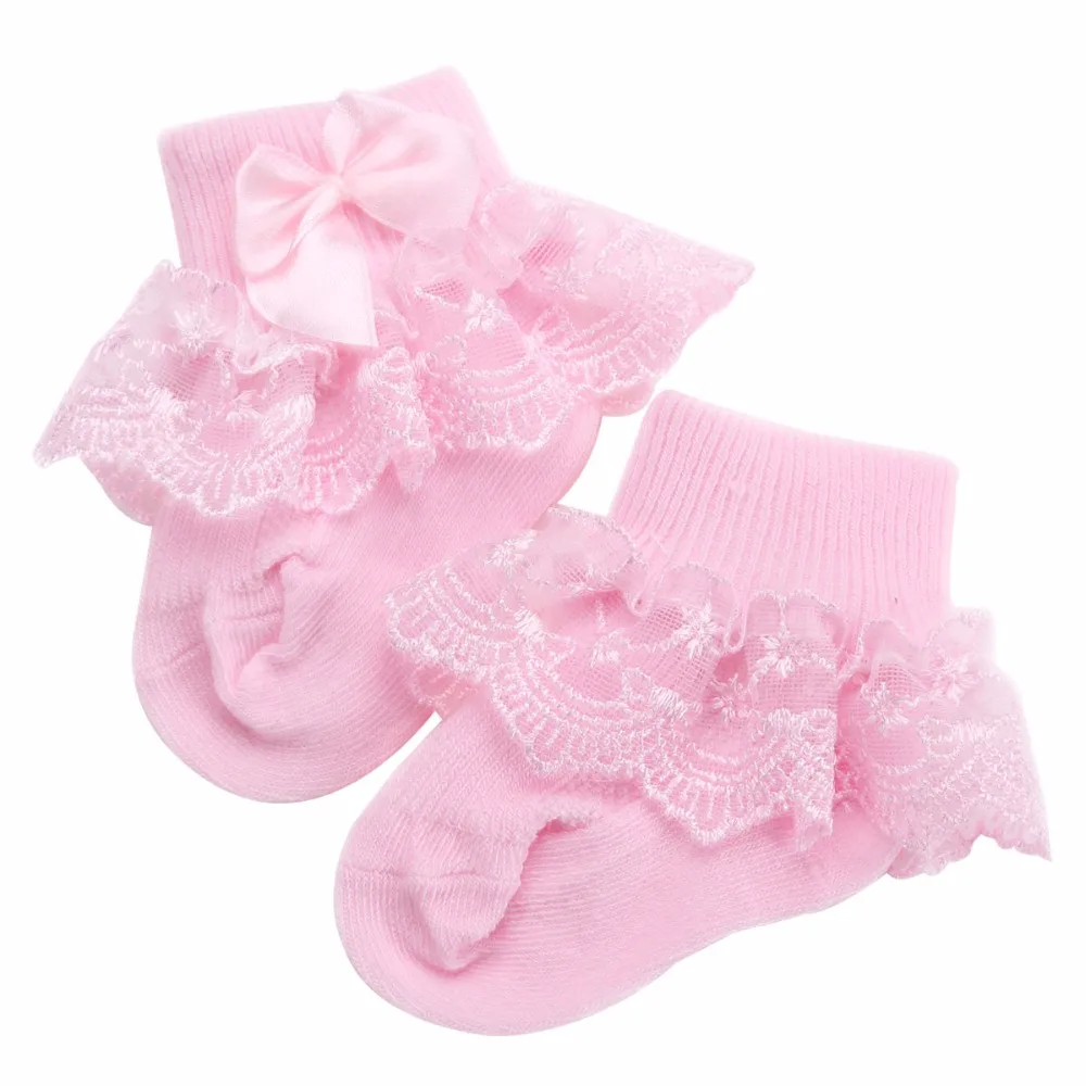 Buy Frilly Lace Baby Socks For Newborn Girls Solid