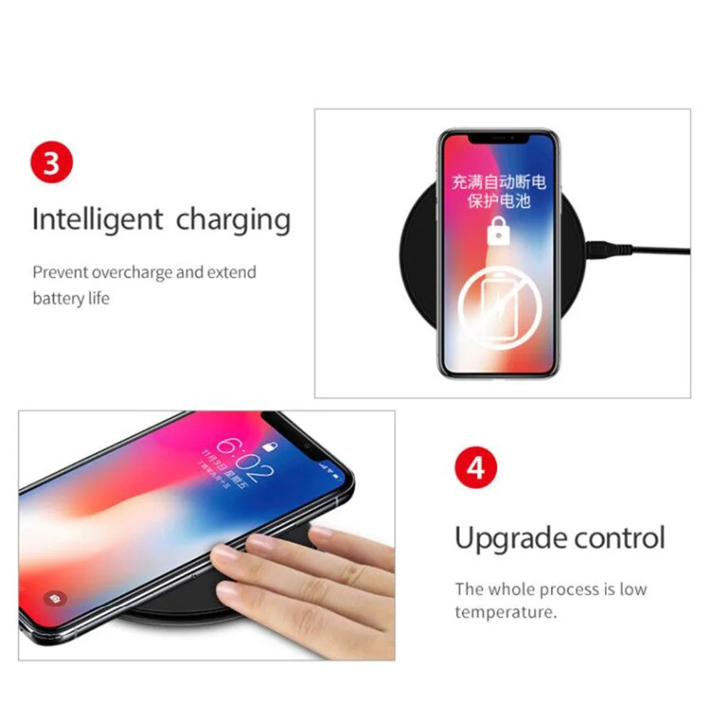 Qi android Беспроводное зарядное устройство для android телефонов для 6 7 8 x iphone 6 7 8 X Сяо Ми samsung galaxy s8 плюс Беспроводное зарядное устройство
