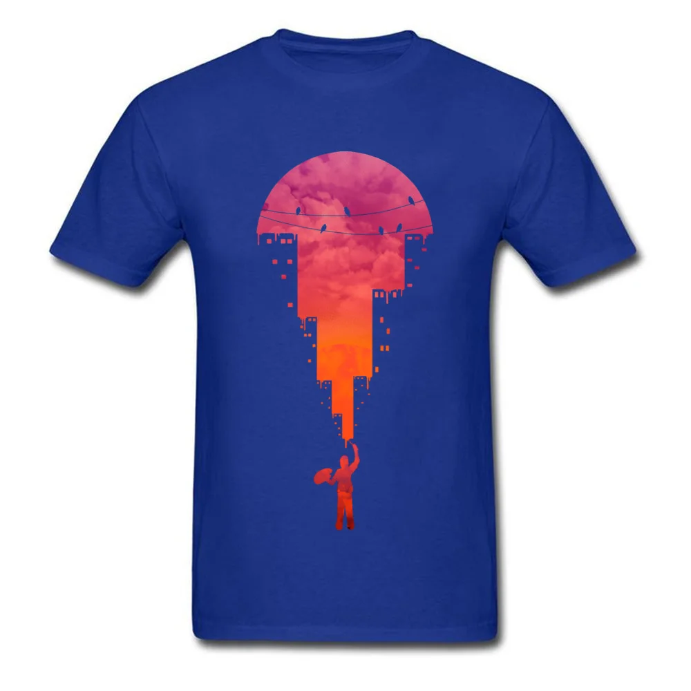 Design Sunset Painter Men T Shirt Faddish ostern Day Short Sleeve O Neck 100% Cotton Fabric Tees Slim Fit Tee Shirts Sunset Painter blue