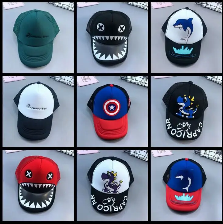 

Free shipping Summer Kids Cute Cartoon Trucker Hat Boy and Girls Cute Casual Breathable Spidermen Printed Snapbacks Gorros