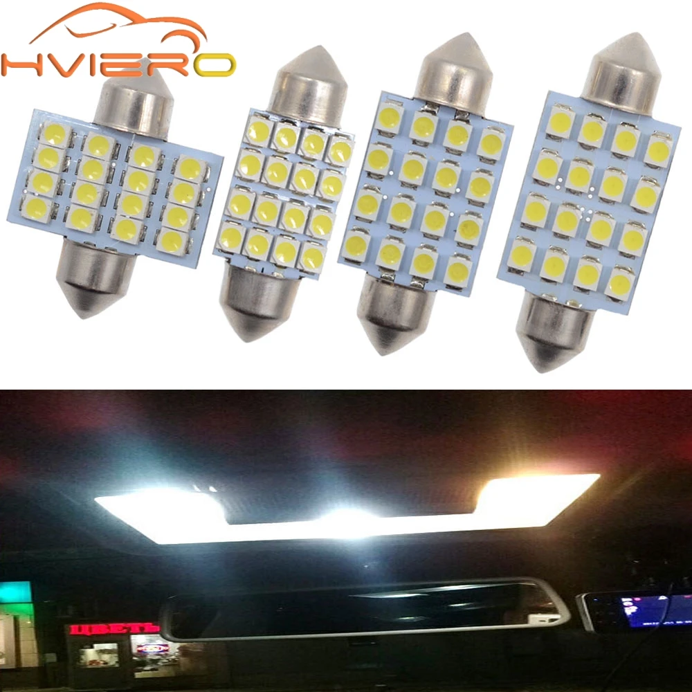 

10PCS/LOT Festoon 3528 1210 16 SMD LED 16smd Car Dome Festoon Interior Lights Bulbs 31mm 36mm 39mm 41mm Auto Roof Car Light
