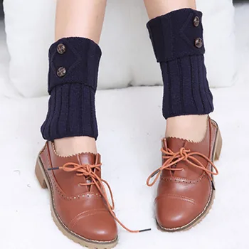 

Adofeeno New Fashion Women Leg Warmers Ladies Boot Socks Boot Cuffs with Button Toppers Knitting Polainas Sock Gaiters