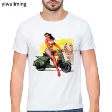 Vintage vespa glamour diseño de niña camiseta 2019 divertida Vespa Scooter impresión camiseta verano manga corta Camisetas Hombre hipster