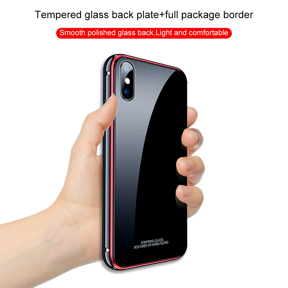 Ascromy для iPhone XS Max чехол из закаленного стекла противоударный металлический бампер