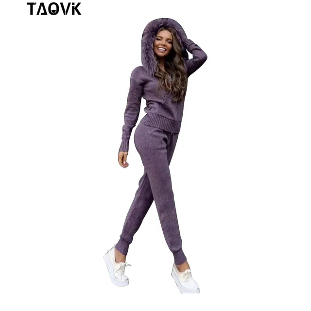 Special Offers TAOVK Winter Woolen Knitted warm Suit Real fur hooded Zipper Sweater + Mink Cashmere Trousers Leisure Two-piece Sets Special Offers TAOVK Winter Woolen Knitted warm Suit Real fur hooded Zipper Sweater + Mink Cashmere Trousers Leisure Two-piece Sets