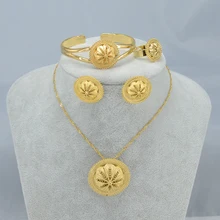 Habesha joyería Etíope de Novia de La Boda 22 k Chapado En Oro de África 4 unids set/Nigeria/Sudán y Eritrea/kenia/Joyería #025A020 Kedis