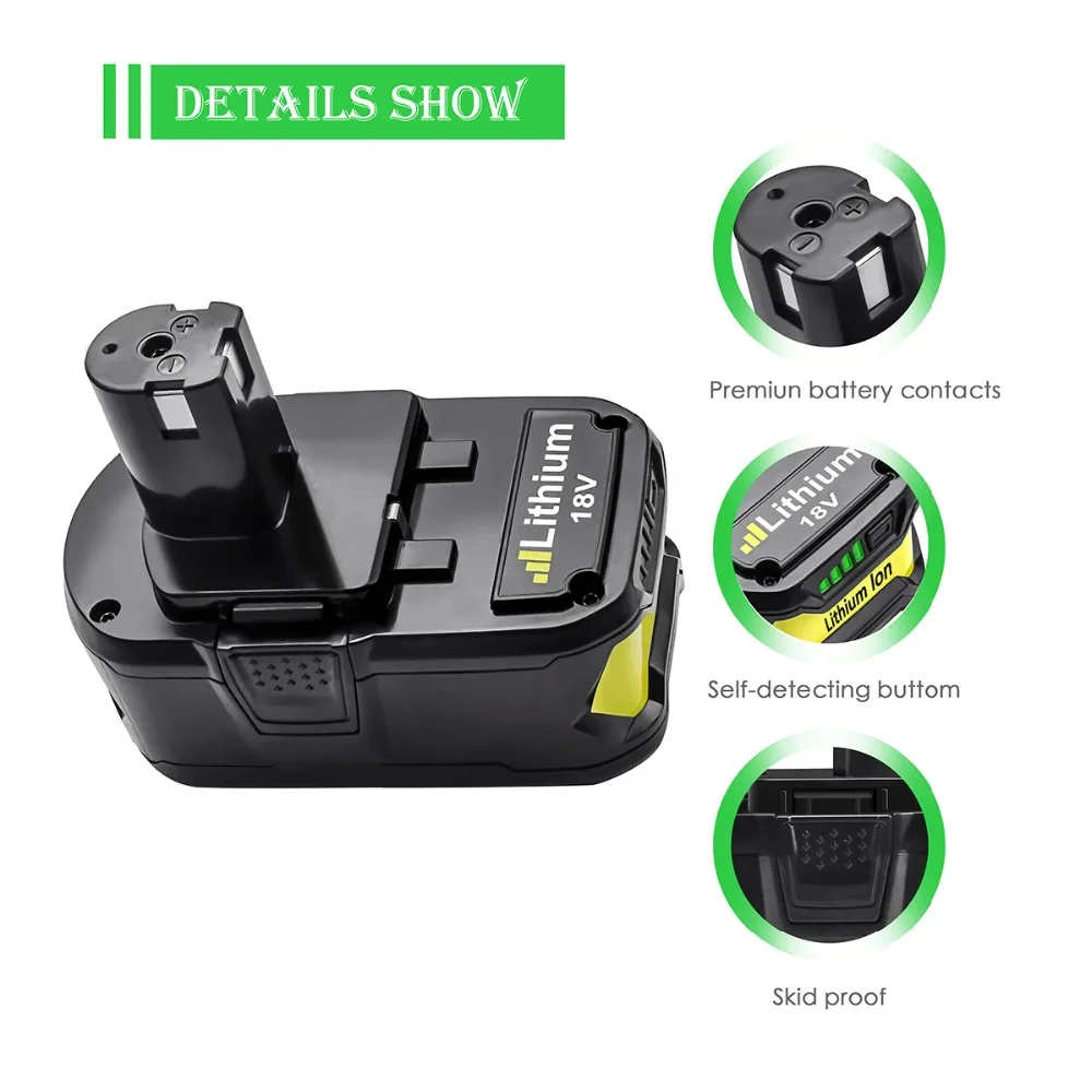 Powtree для Ryobi 6000 мАч 18 в P108 литий-ионная аккумуляторная батарея для электроинструмента Замена батареи RB18L40 P107 P104 BIW180 L30