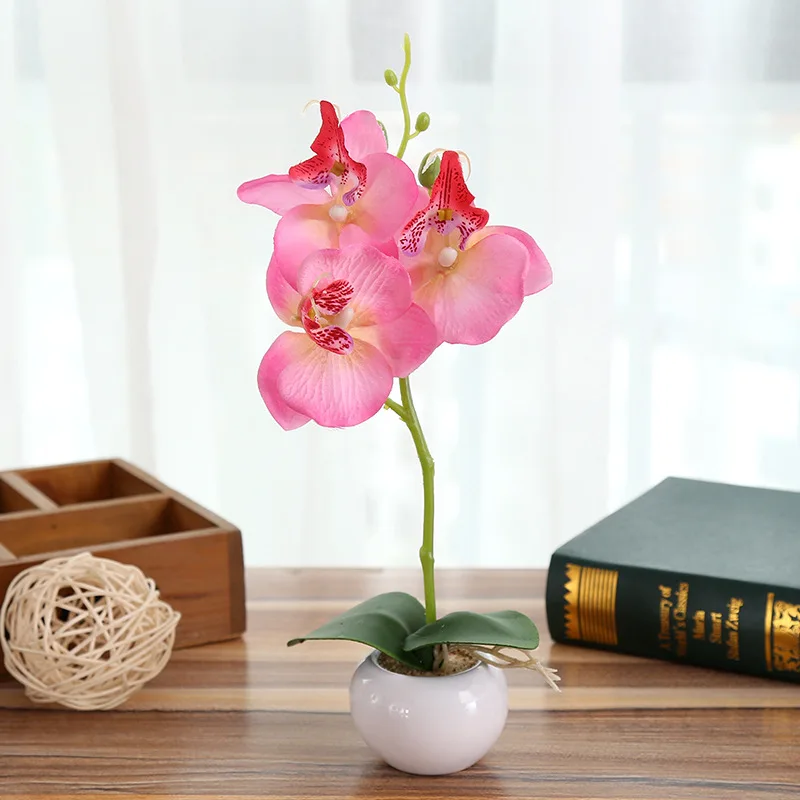 1 компл. Мотылек Орхидея+ ваза искусственные цветы бабочки DIY Шелковый цветок фаленопсиса бонсай для свадьбы дома фестиваль украшения