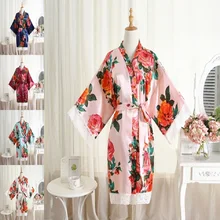 Женский кружевной халат Dudan, шелковые атласные халаты с цветами, свадебное платье невесты, кимоно, Цветочная одежда для невесты, банный халат для невесты