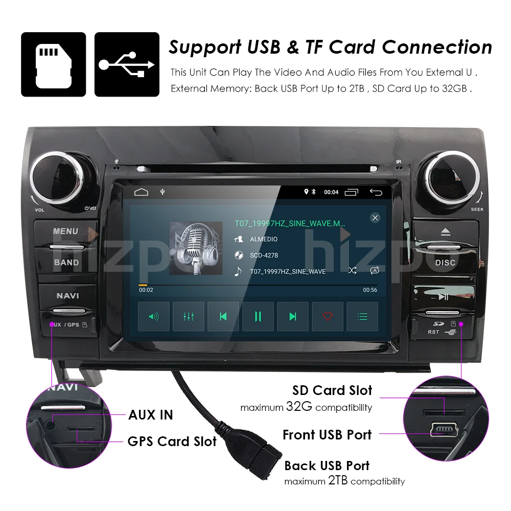 Excellent 7 Inch 2 Din HD 1024x600 Quad Core Android 8.1 Car DVD GPS For Toyota Tundra Sequoia 2008-2013 Stereo Radio 4G WiFi OBD DVR DAB+ 21