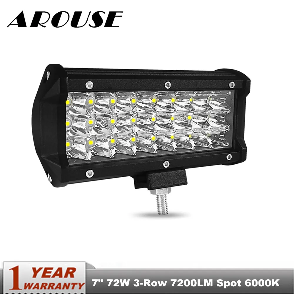 60W 7/" LED Work Light Bar Spot Beam Driving Lamp For Off Road SUV Truck 6000K