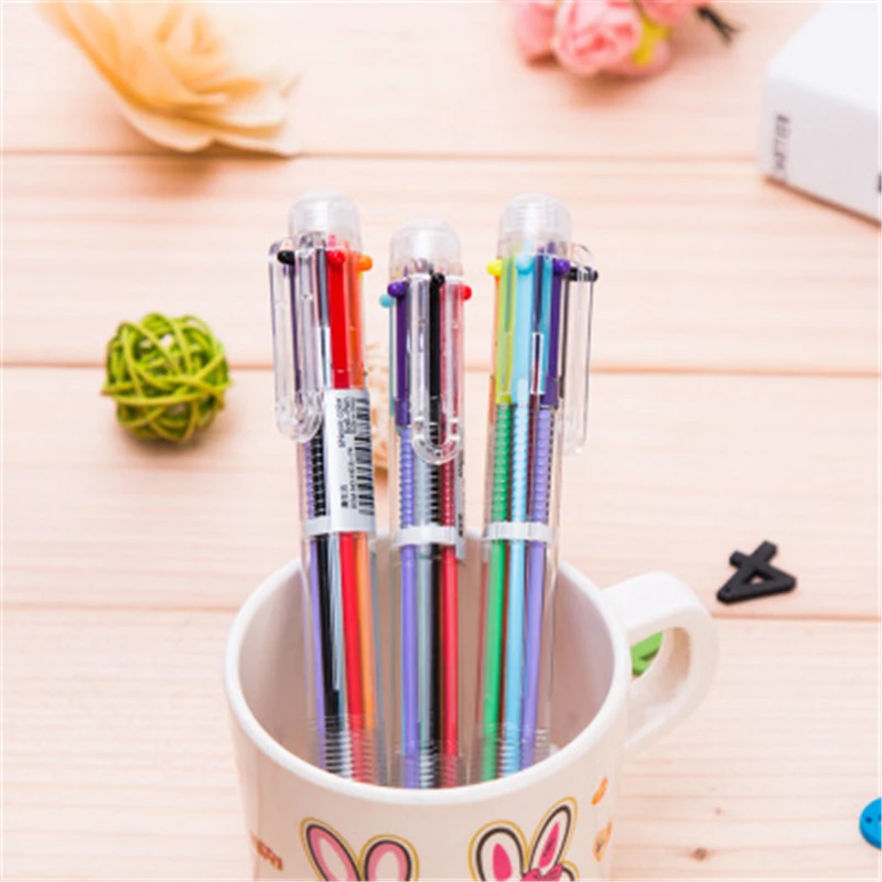 

Fresh and transparent penholder 6 color ball pen Liuhe color gel ball pen learning key marker ballpoint Stationery for office