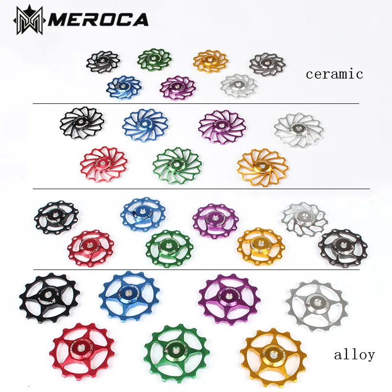 

2 pieces bicycle bike ceramics bearing Jockey Wheel Rear Derailleur Pulley 11T 13T 7005 Aluminum alloy bicycle guide pulley