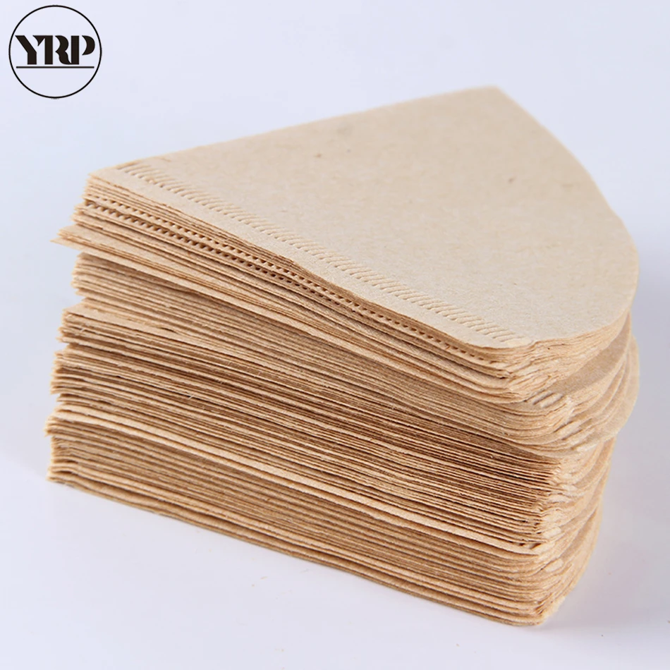 YRP50Pcs V60 кофе фильтровальная бумага s неотбеленная оригинальная деревянная
