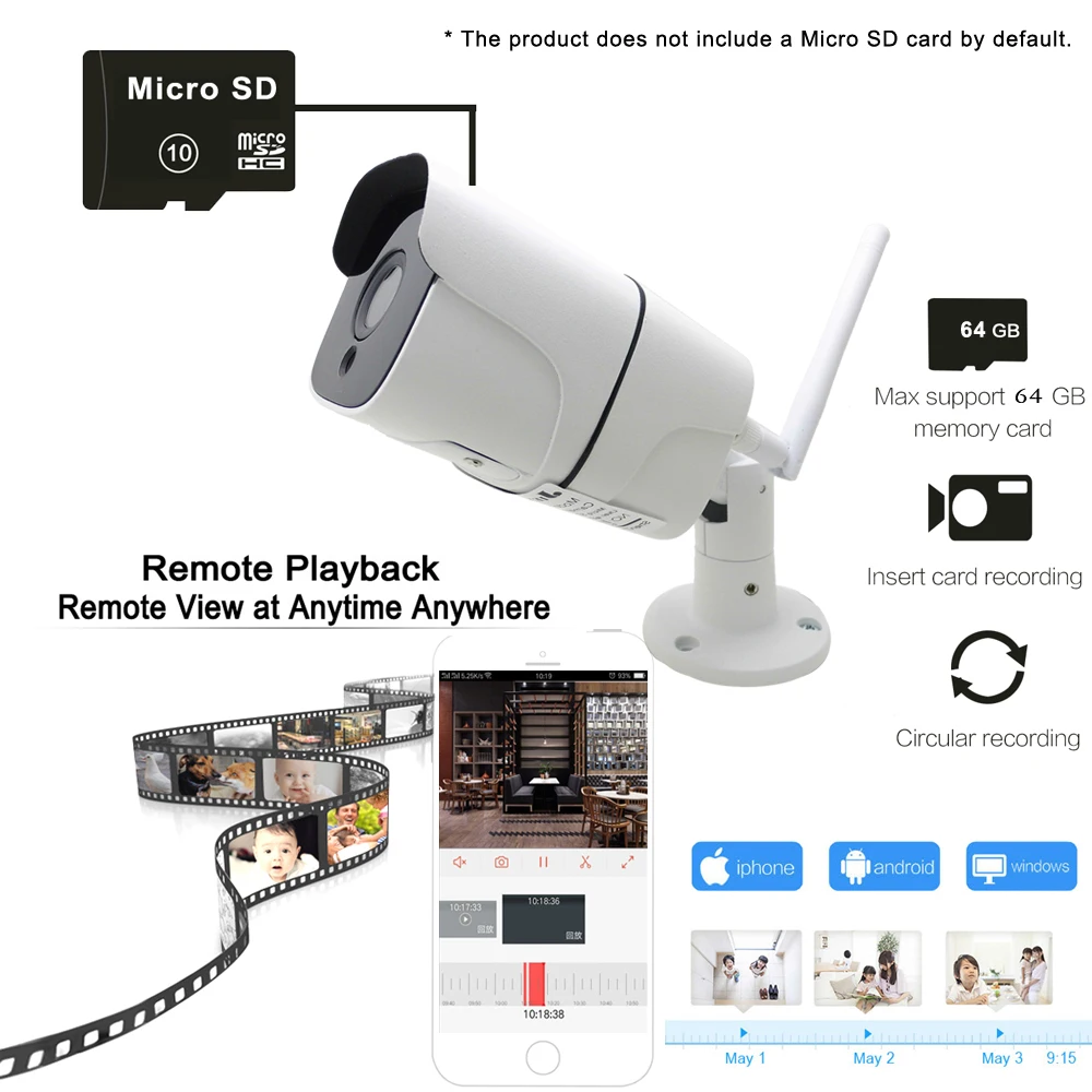 IP камера JIenuo с поддержкой Wi Fi 1080/960/720P 3 м|Камеры видеонаблюдения| |