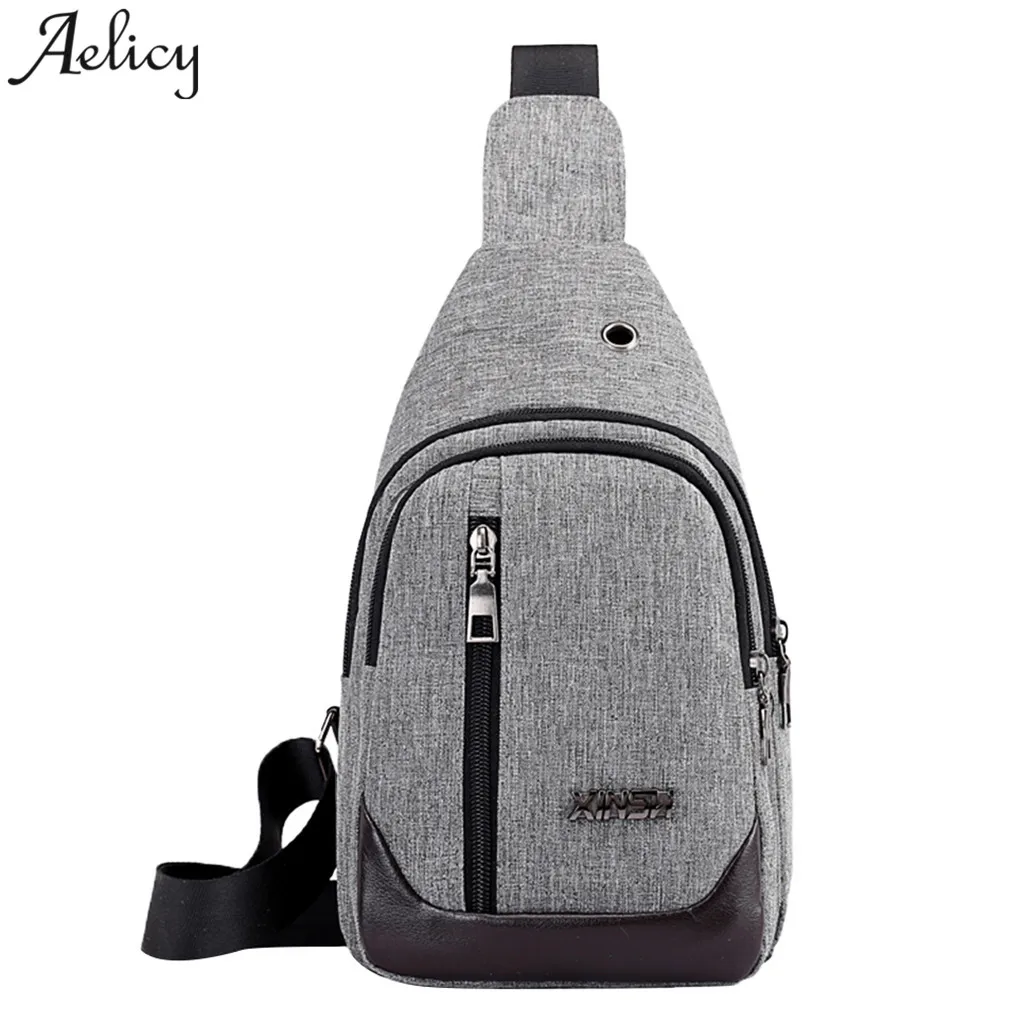 Сумка кросс боди Aelicy Мужская нагрудная сумка из ткани Оксфорд с USB разъемом
