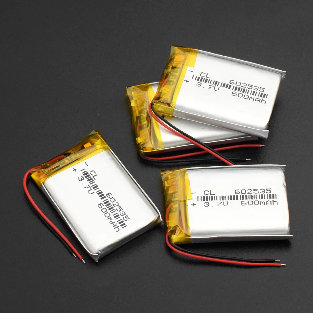 3,7 в 600 мАч батарея 602535 литий-ионная Lipo ячейка литий-полимерная аккумуляторная батарея для автомобиля dvr тахограф Bluetooth динамик - Цвет: 602535 600mAh 4pcs