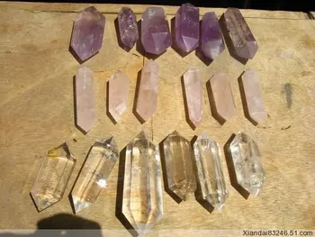 

18 natural rose-amethyst-clear quartz crystal points