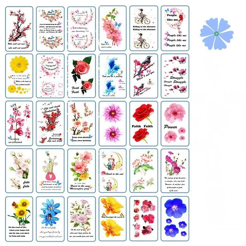 

Small Cartoon Flowers Butterfly Scenery Tattoo Sticker Body Art Waterproof Temporary Tattoo Stickers For Art Bar, Beach,Kid