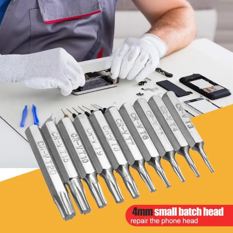 10 шт. CR V Torx биты T3 T4 T5 T6 T7 T8 T9 T10 T15 T20 мобильного ремонта бит|Сверла| |