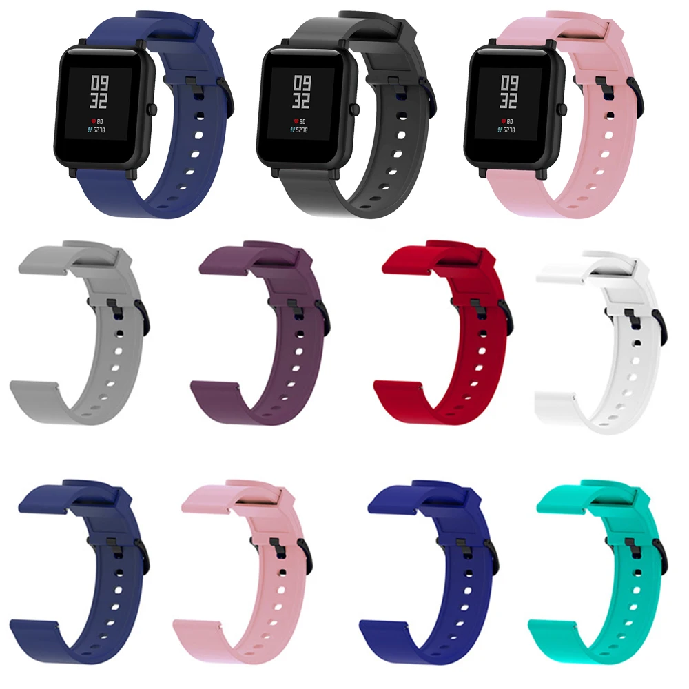 Силиконовый ремешок для спортивных часов для Xiaomi Huami Amazfit Bip Смарт-часы 20 мм сменный Браслет Смарт-аксессуары для Amazfit Bip