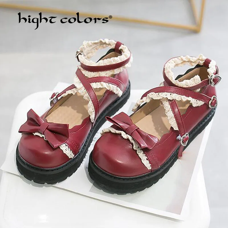 

SIZE 35~40 spring lolita shoes women New 2019 summer Japanese style fashion sweet cute bow maid friends cosplay shoes womens