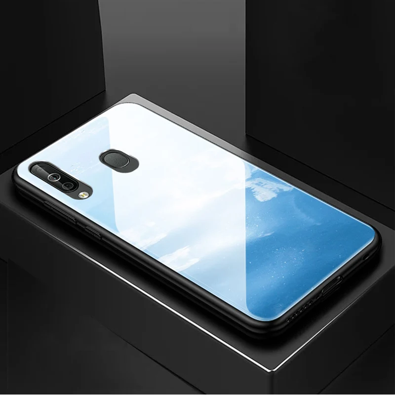 Чехол из закаленного стекла для samsung Galaxy A40S a40s градиентный цвет задняя крышка для samsung Galaxy A40 S Мягкие силиконовые чехлы для телефонов