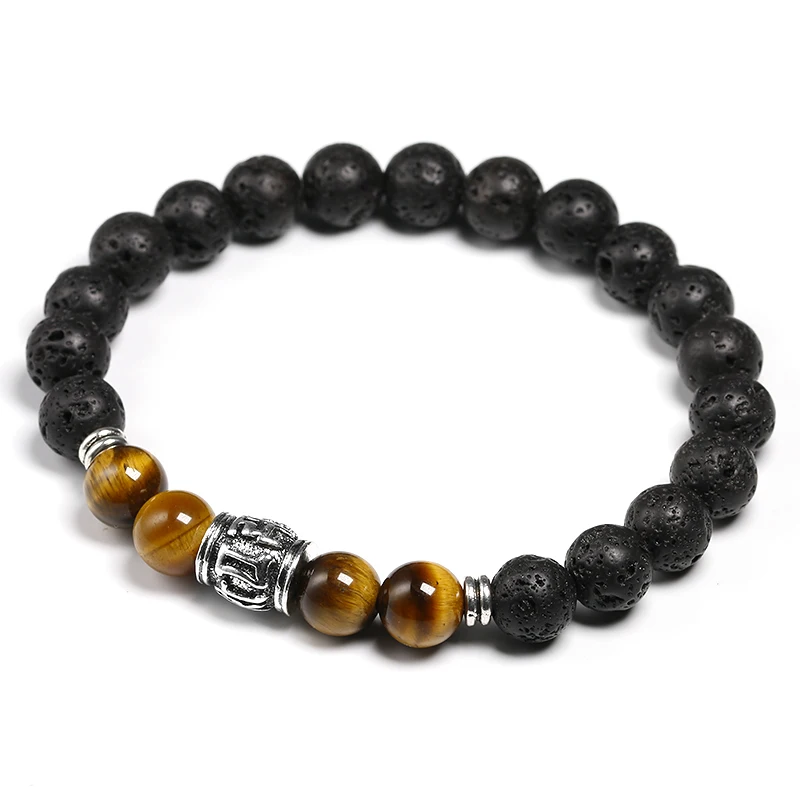 Men Bracelet Natural Tiger Eye Bead Tibetan Buddha Bracelet chakra Lava Stone Diffuser Bracelets Men Jewelry Gift Drop Shipping