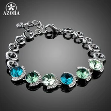 AZORA Genuino Colorido de Cristal Austriaco Oro Blanco Pulseras Del Encanto para Las Mujeres de San Valentín Regalos de Joyería de Moda de Color TS0155