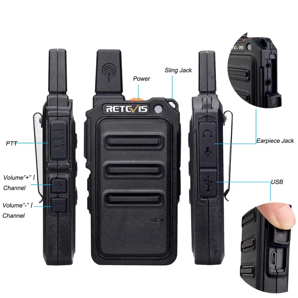 Мини рация Retevis RT619 PMR радиостанция PMR446 ультратонкая фюзеляж 1 2 км Удобная